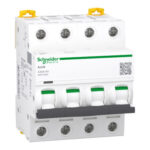 Schneider A9F73404 | Miniature circuit breaker (MCB), Acti9 iC60N, 4P, 4A, B curve, 6000A (IEC/EN 60898-1), 50kA (IEC/EN 60947-2)