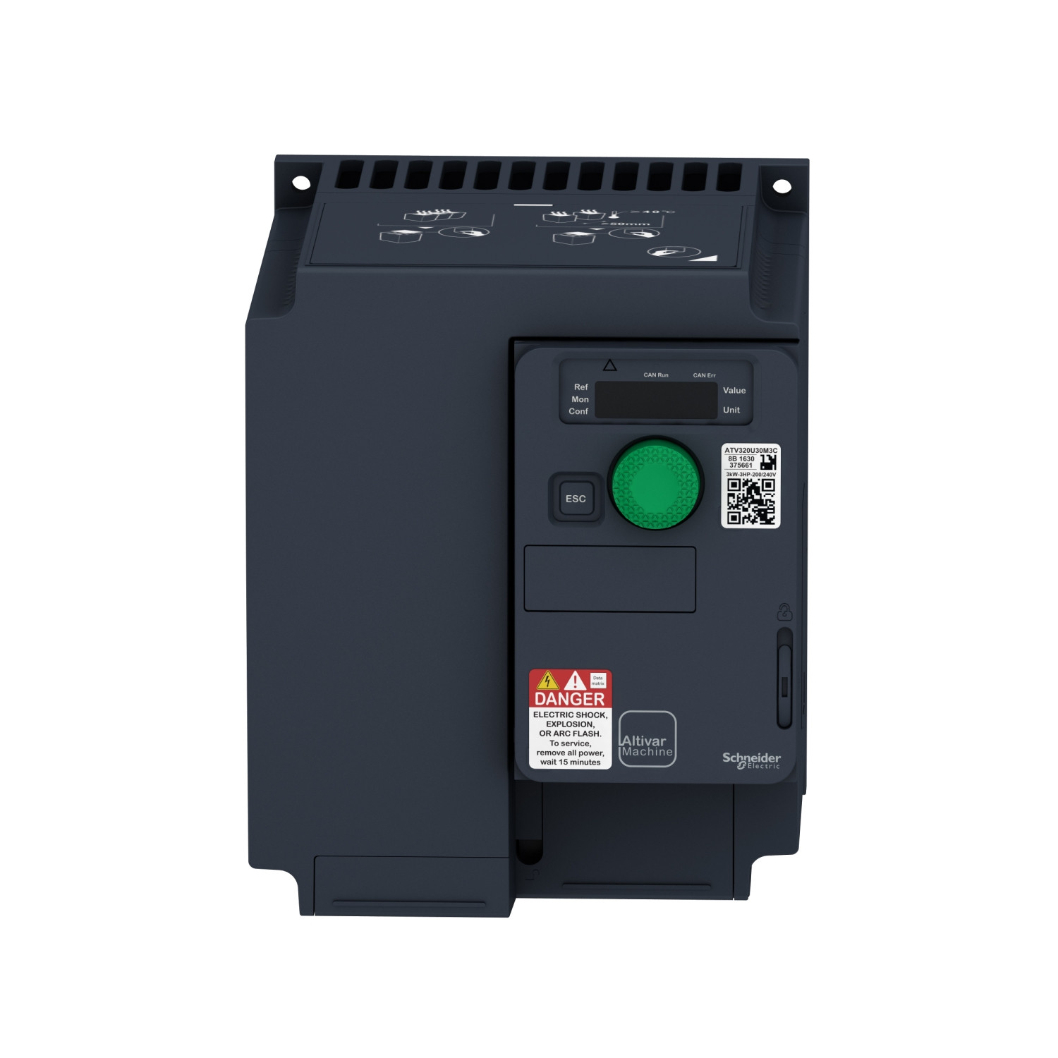 ATV320U40M3C-1.jpg Schneider ATV320U40M3C ATV | Variable speed drive, Altivar Machine ATV320, 4 kW, 200...240 V, 3 phases, compact - Image 1