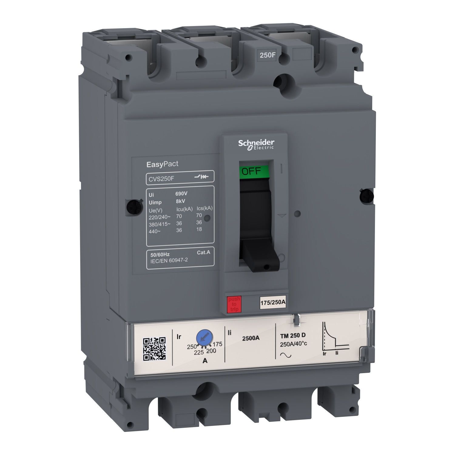 LV525333_Image_1500-5.jpg Schneider LV510337 | circuit breaker EasyPact CVS100F, 36 kA at 415 VAC, 100 A rating thermal magnetic TM-D trip unit, 3P 3d - Image 1