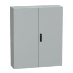 Schneider NSYCRNG1210300D | Spacial CRNG dbl plain door w/o mount.plate. H1200xW1000xD300 IP55 IK10 RAL7035