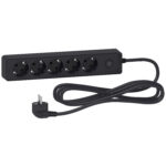 Schneider ST9453B | Trailing lead, Unica extend, 5 Schuko, swicthable, 3m cable, anthracite
