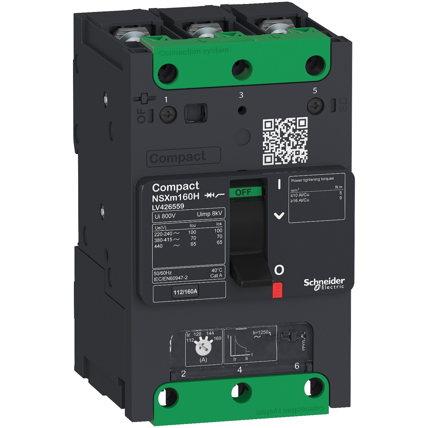 PB114893_1500-4.jpg Schneider LV426456 | circuit breaker ComPact NSXm N (50 kA at 415 VAC), 3P 3d, 80 A rating TMD trip unit, compression lugs and busbar connectors - Image 1