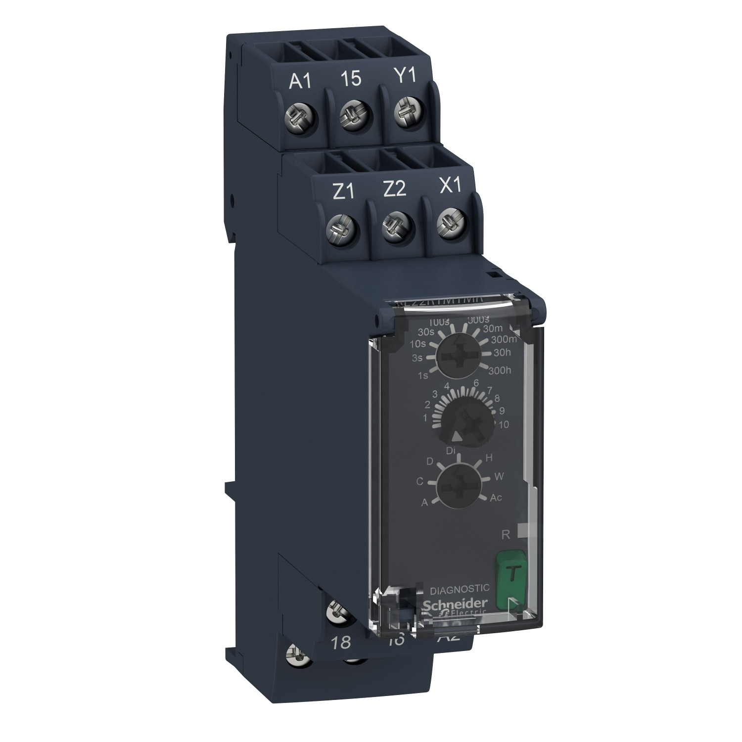 RE22R1MYMR.jpg Schneider RE22R1MYMR | Modular timing relay, 8 A, 0.05 s…300 h, 1 CO, multi-function, 24...240 V AC/DC - Image 1