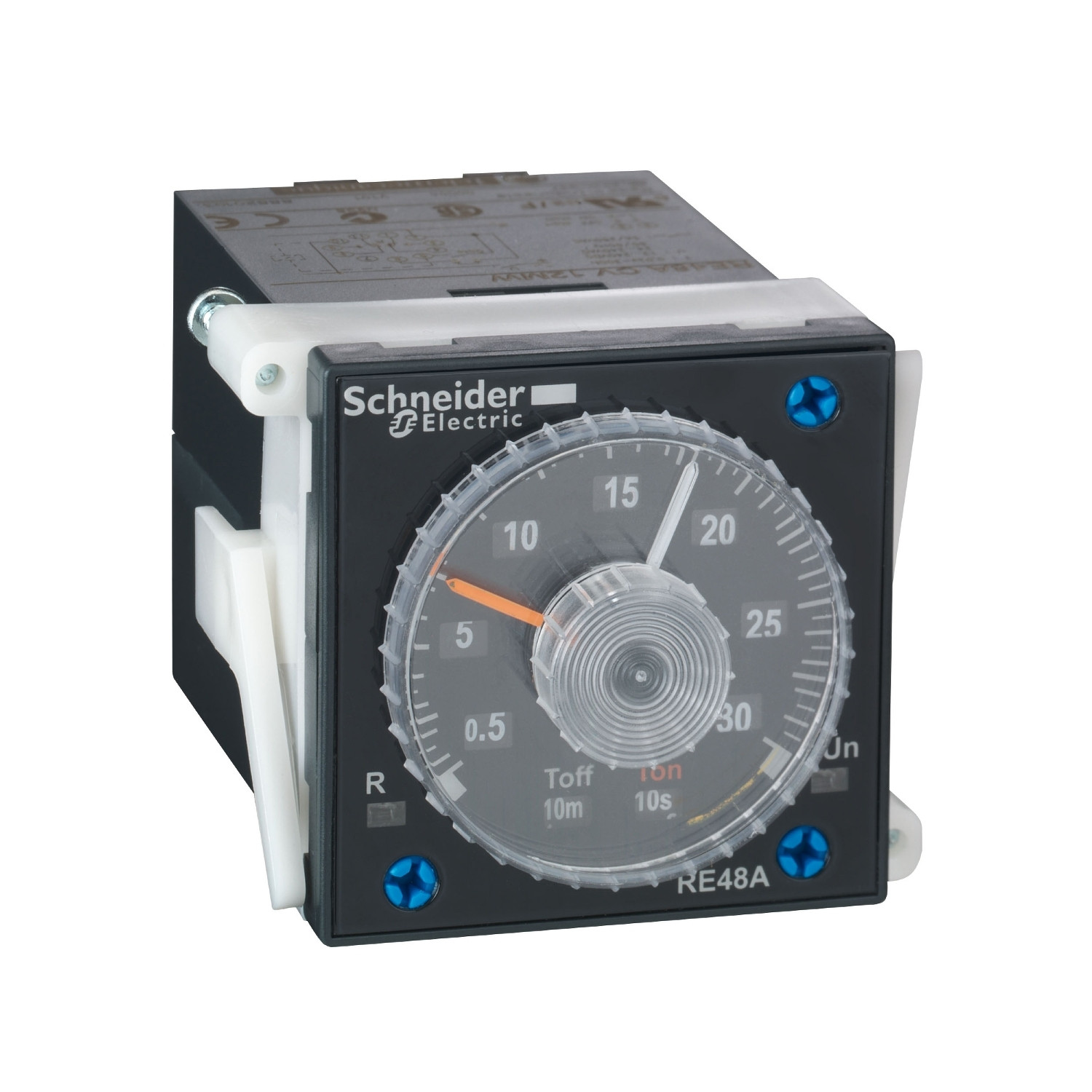 RE48ACV12MW.jpg Schneider RE48ACV12MW | Asymmetrical flashing relay - 0.02 s..300 h - 24..240 V AC - 2 OC - Image 1