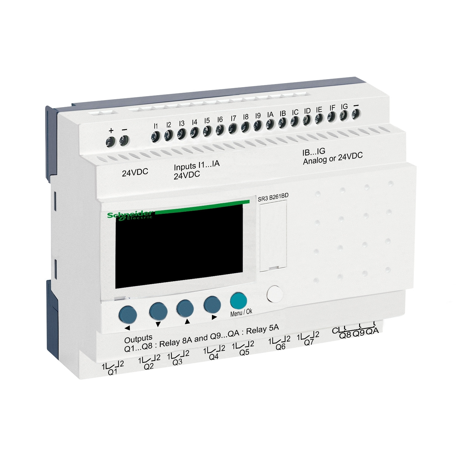 SR_531_CPFJR16033B_1500-1.jpg Schneider SR3B261BD | modular smart relay Zelio Logic - 26 I O - 24 V DC - clock - display - Image 1
