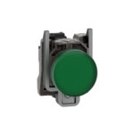 Schneider XB4BVG3 | Pilot light, metal, green, Ø22, plain lens with integral LED, 110…120 VAC