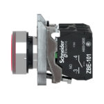 Schneider XB4BW34M5 Harmony | Illuminated push button, metal, flush, red, Ø22, spring return, 230...240 V AC, 1 NO + 1 NC - Image 3
