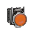 Schneider XB4BW35M5  Harmony | Illuminated push button, metal, flush, orange, Ø22, spring return, 230...240 V AC, 1 NO + 1 NC