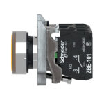 Schneider XB4BW35M5  Harmony | Illuminated push button, metal, flush, orange, Ø22, spring return, 230...240 V AC, 1 NO + 1 NC - Image 2