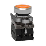 Schneider XB4BW35M5  Harmony | Illuminated push button, metal, flush, orange, Ø22, spring return, 230...240 V AC, 1 NO + 1 NC - Image 5
