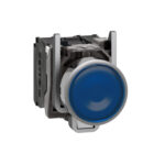 Schneider XB4BW36M5 | Illuminated push button, metal, flush, blue, Ø22, spring return, 230...240 V AC, 1 NO + 1 NC