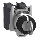 Schneider XB4BG33 Harmony | Key switch selector, metal, black, Ø22, key n°455, 3 positions, stay put, 2 NO