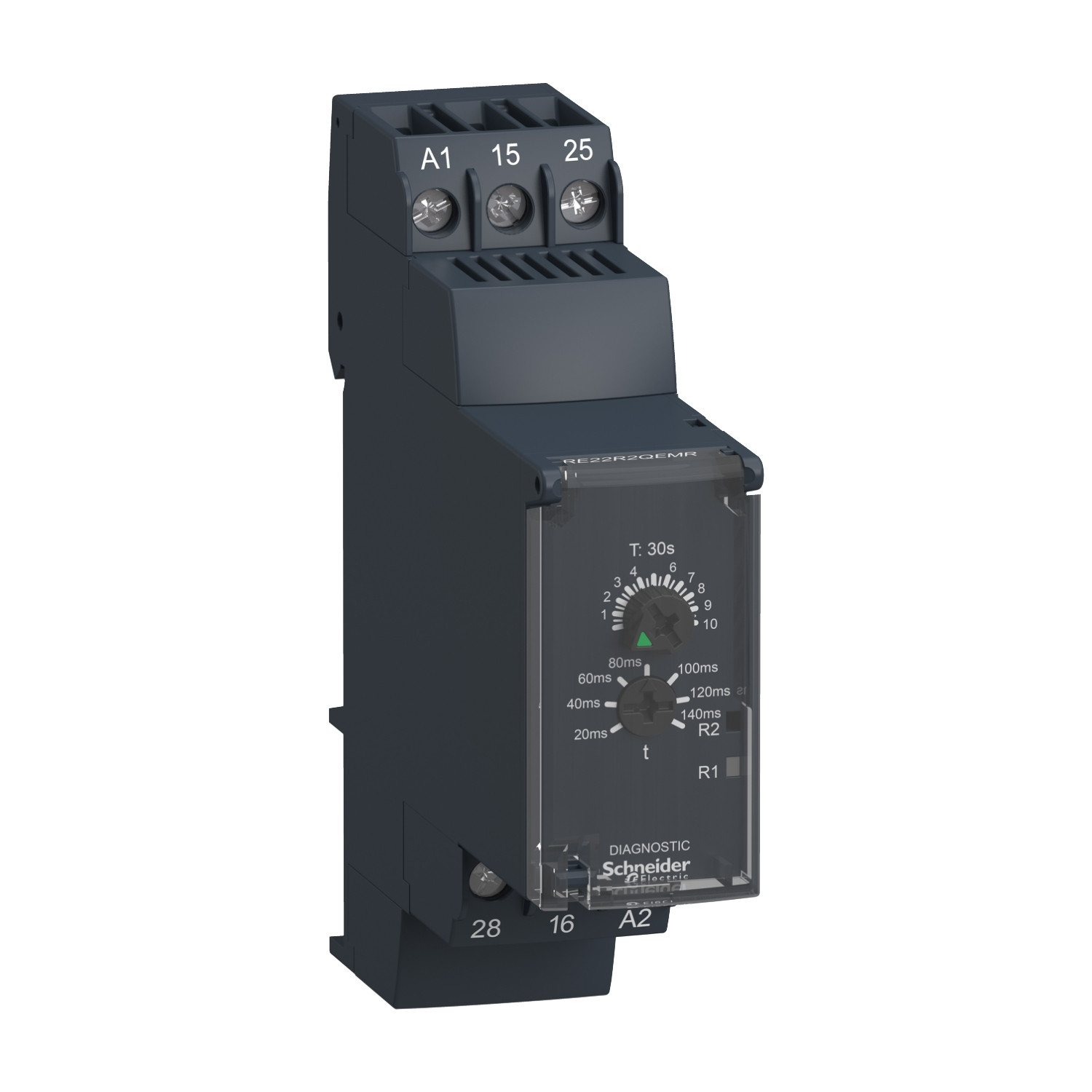 Zelio_CP20018_1500.jpg Schneider RE22R2QEMR | Modular timing relay, 8 A, 0.3s…30s, 2 CO, star delta, 24 V DC / 24...240 V AC/DC - Image 1
